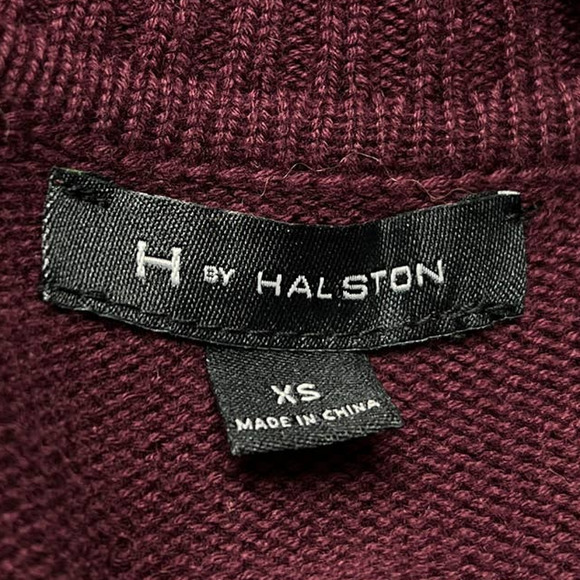 H by Halston Burgundy Red Turtleneck Knit Tunic Sweater Ribbed Detail Size XS - Picture 6 of 9